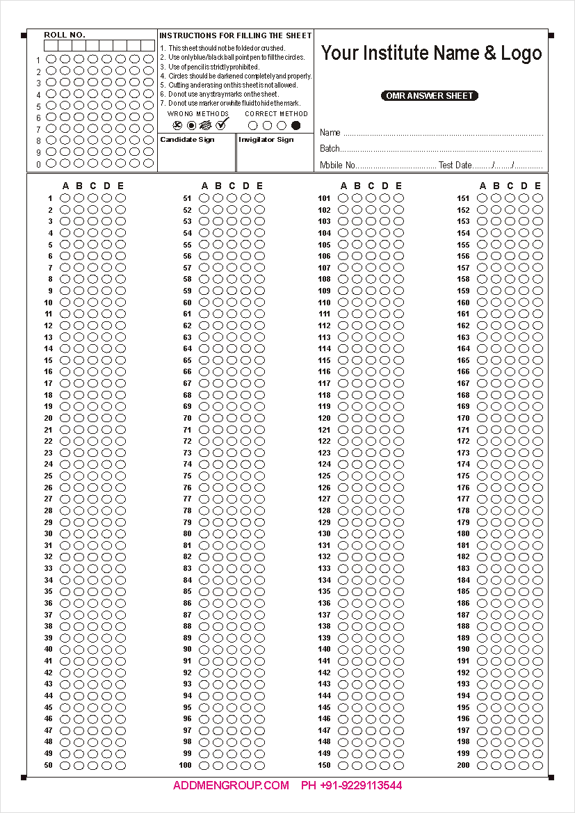 OMR Test Sheet