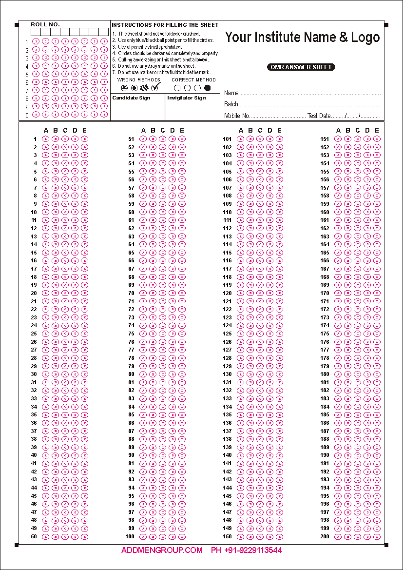 Download Sample Omr Sheet Pdf For Practice Omr Sheet Sample Images